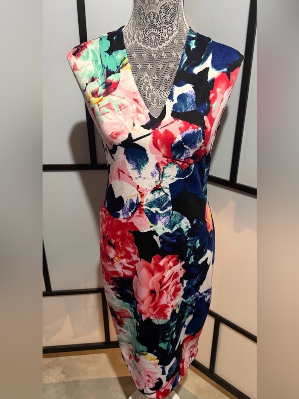 Bisou Bisou Floral Print Midi Dress in Pink, Blue, Black
